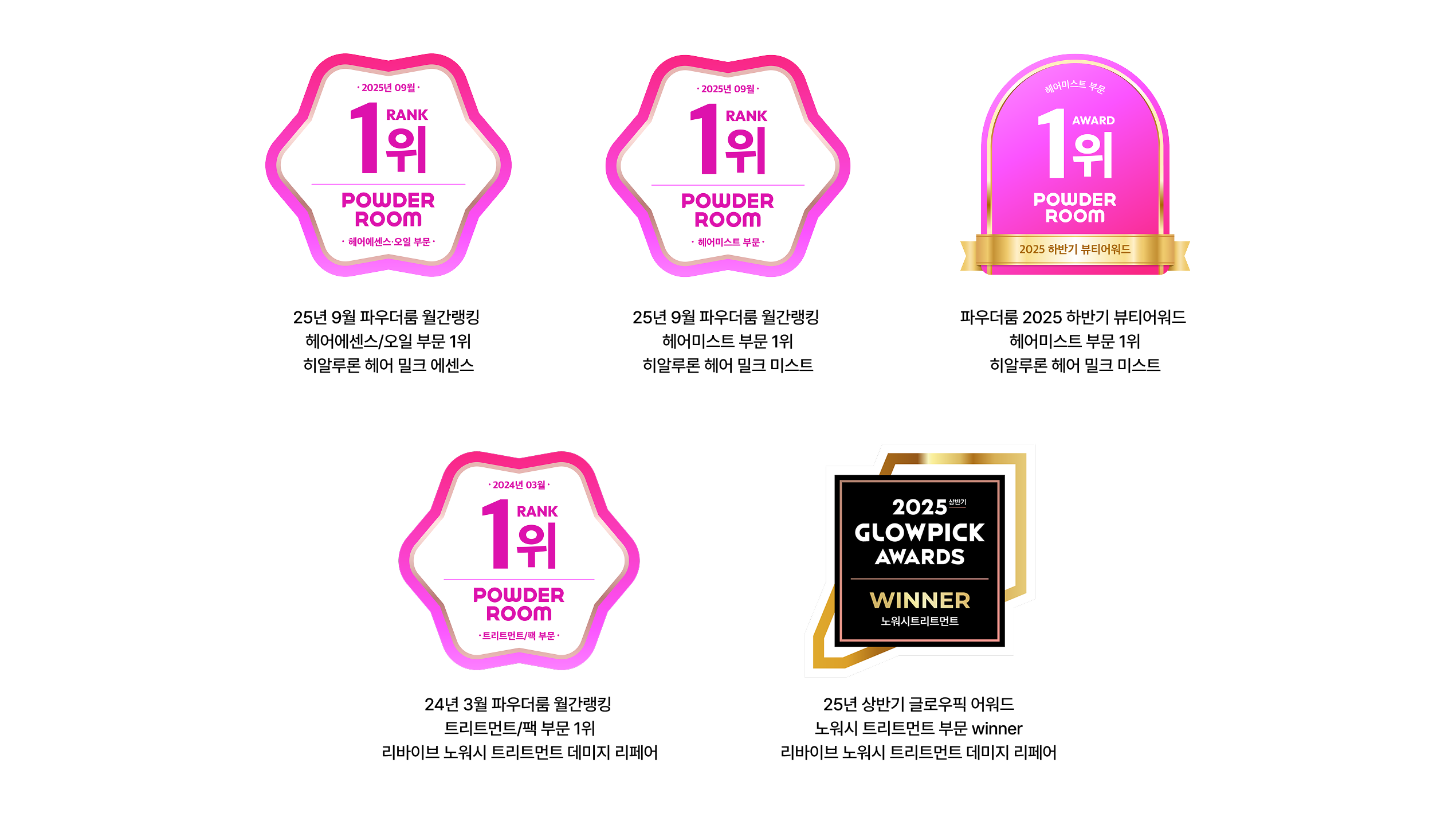 파우더룸 2025 하반기 뷰티어워드 헤어미스트 부문 1위 및 수상 내역